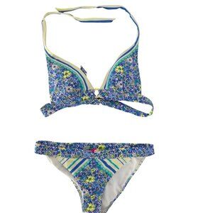 Victoria's Secret Bikini Set Blue White Yellow Dainty Floral Spring Break Beach